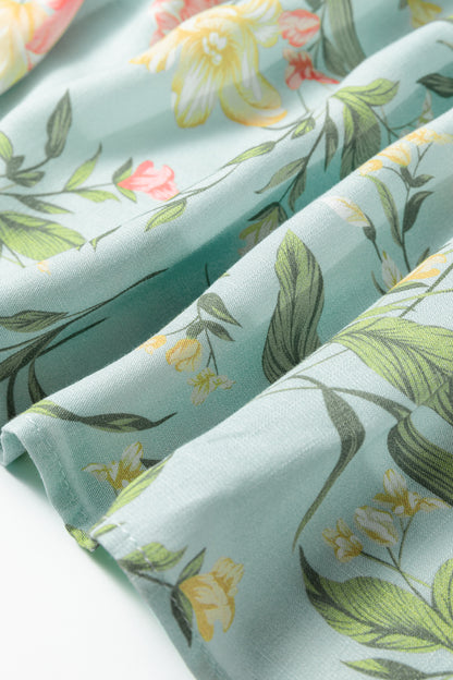 Yellow Smocked Bodice Ruffled Sleeveless Tiered Floral Maxi Dress