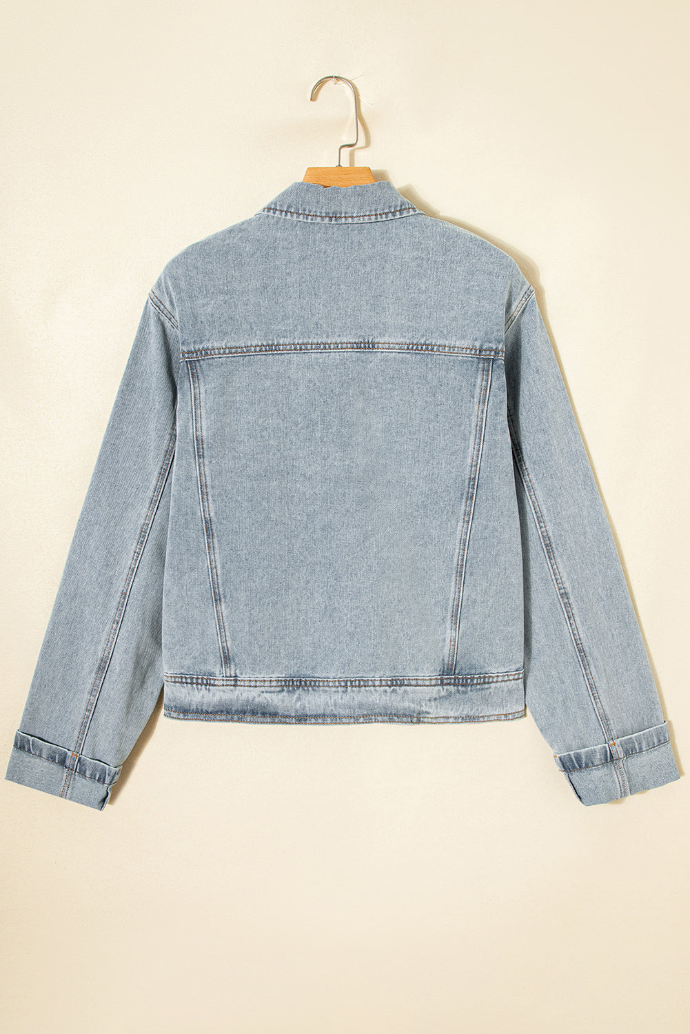Beau Blue Street Style Zip Up Washed Denim Jacket