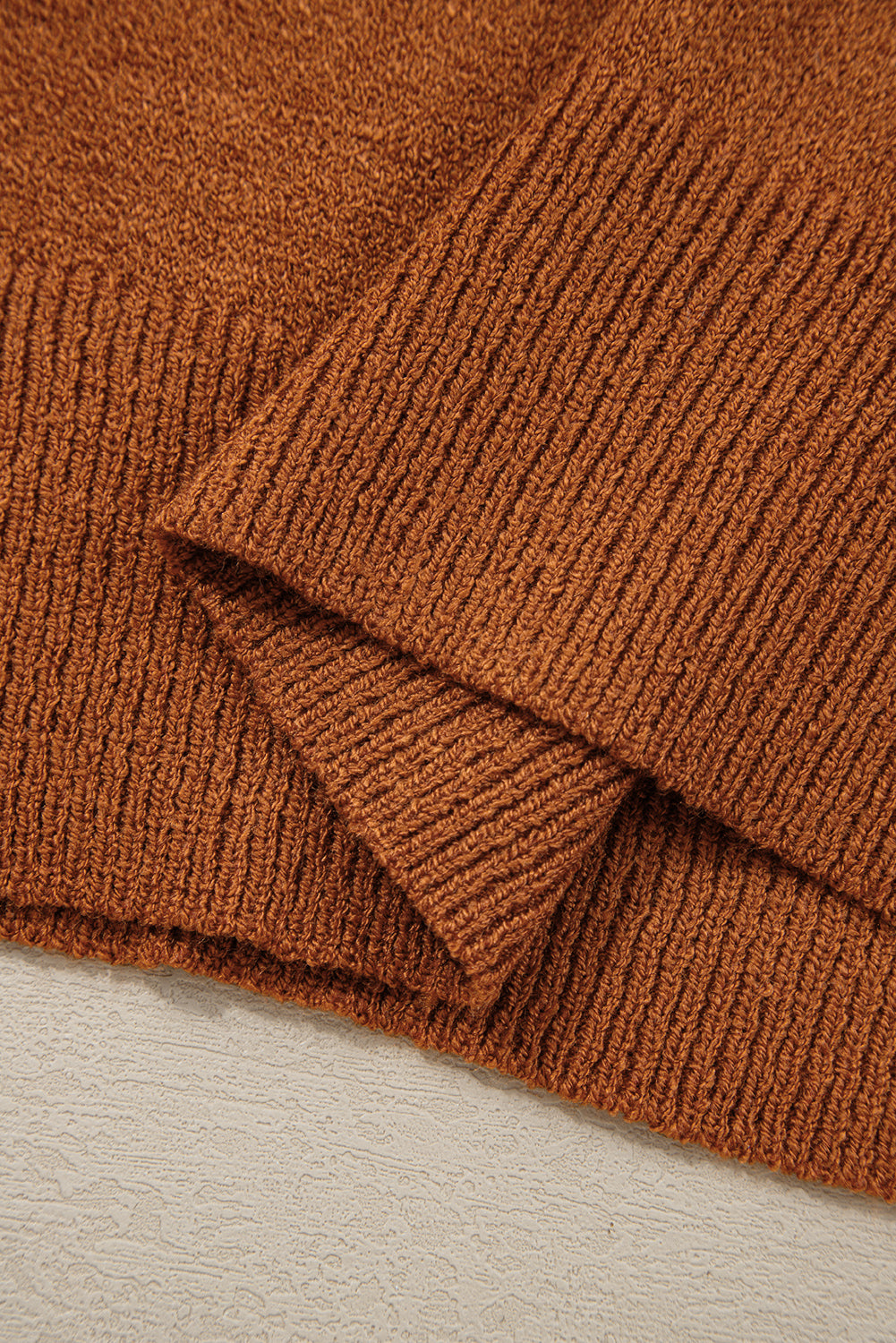 Brown Stripe Striped Ribbed Edge Drop Shoulder Sweater