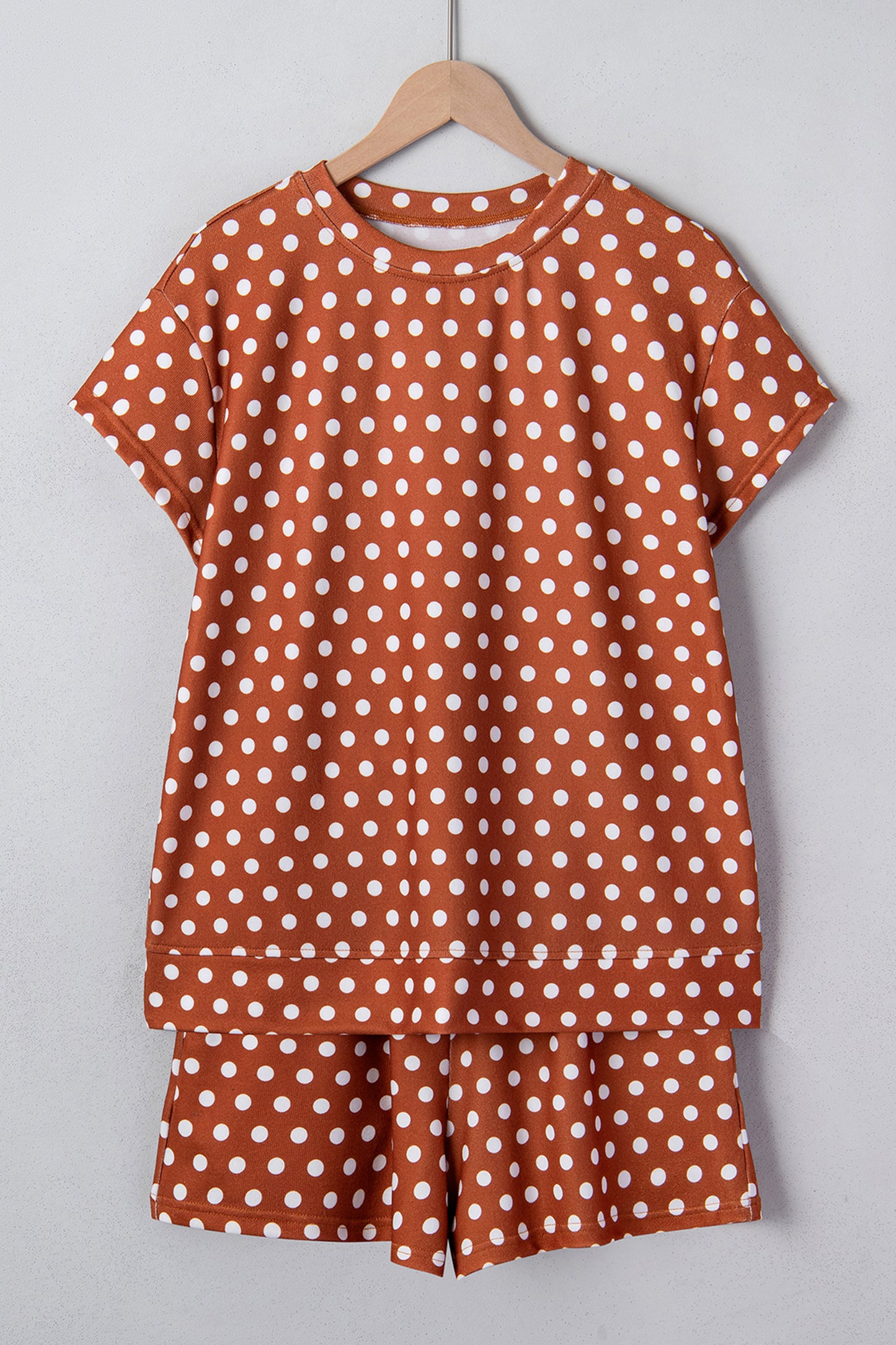 Brown Polka Dot Print Short Set
