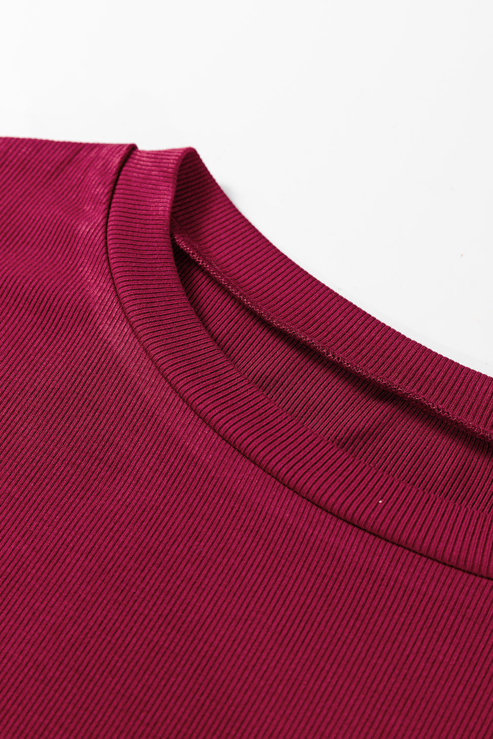 Wild Ginger Contrast Floral Sleeve Solid Ribbed Body Patchwork Long Sleeve Top