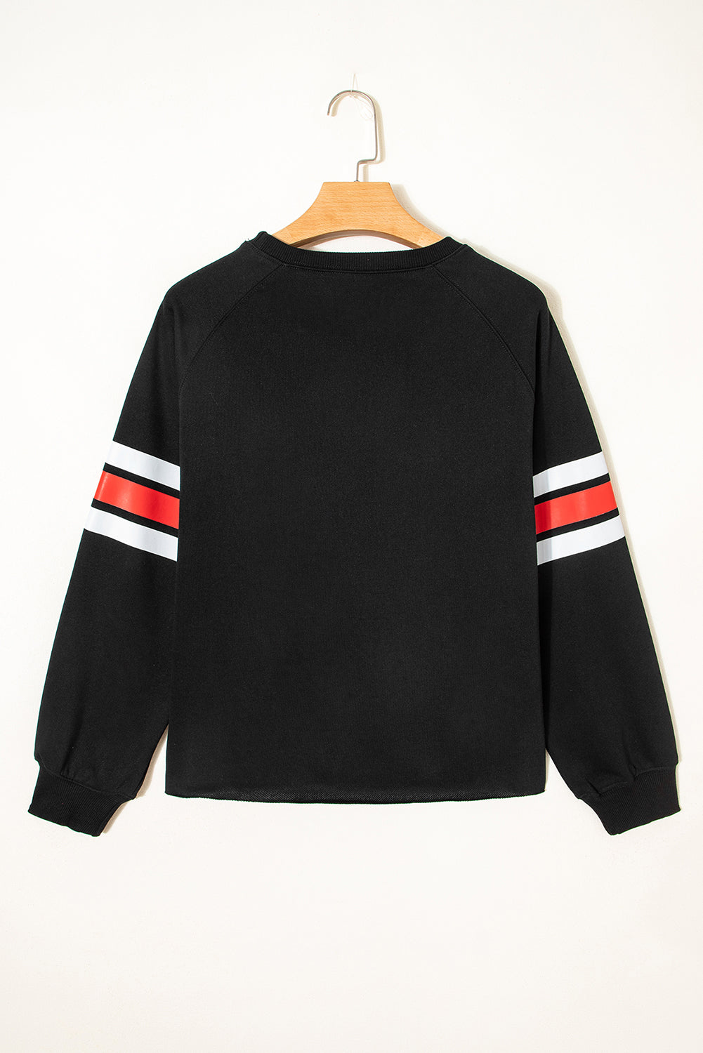 Black Varsity Spirit Striped 89 Graphic Casual Sweatshirt