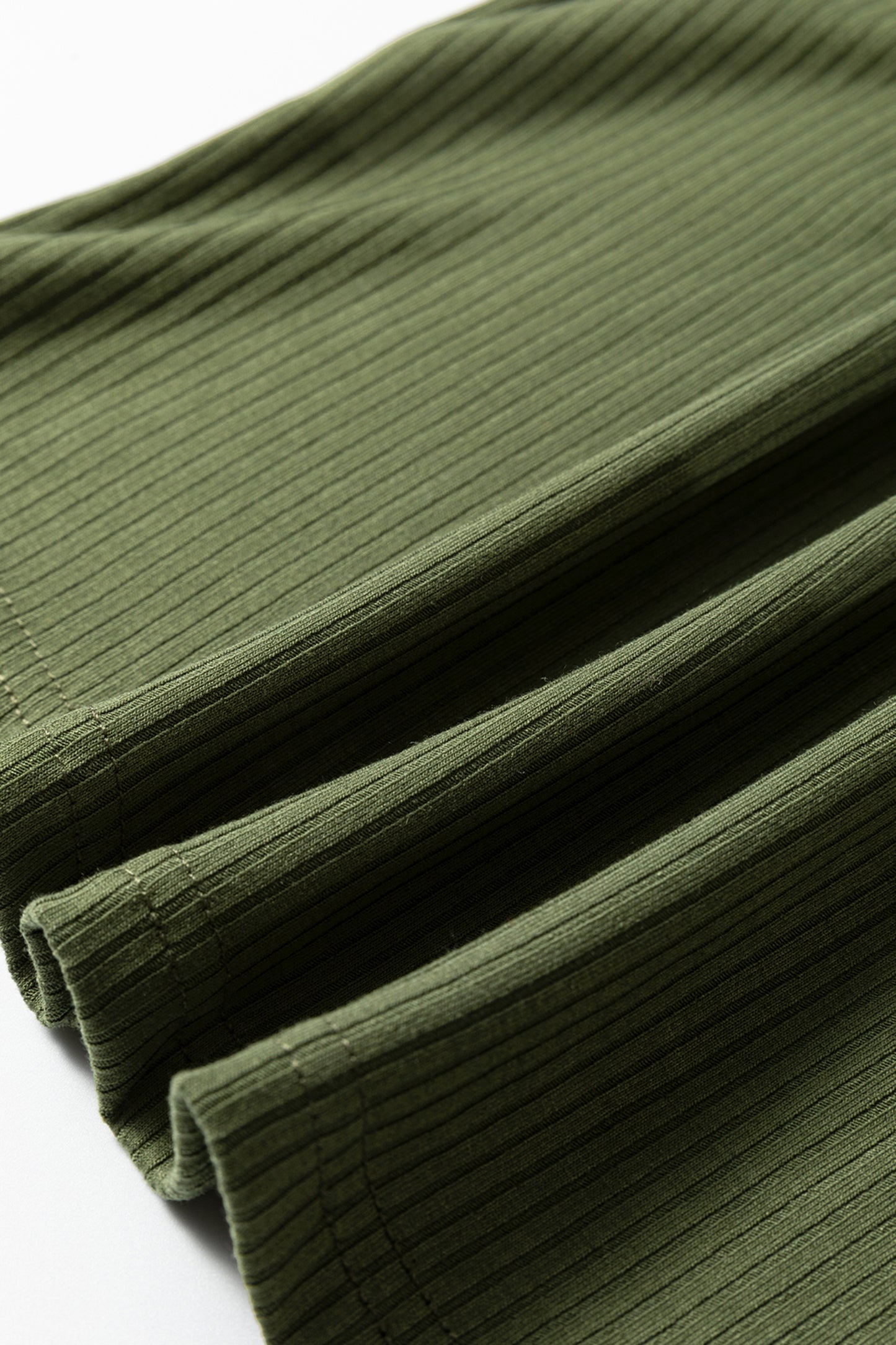 Dusty Pink Solid Color Ribbed Ruffled Short Sleeve T Shirt