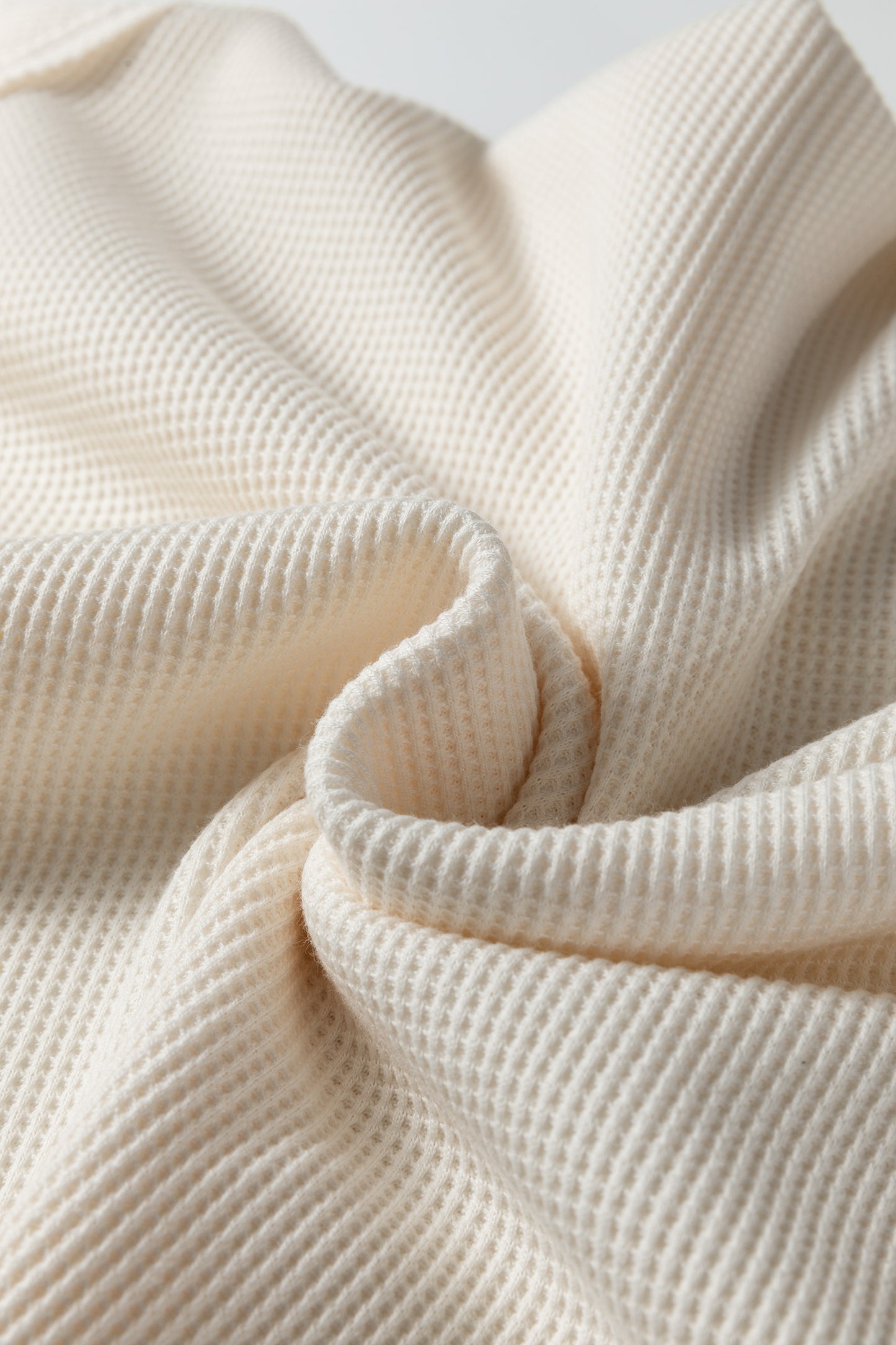 Old Rose Solid Color Waffle Knit Asymmetric Neck Long Sleeve Top