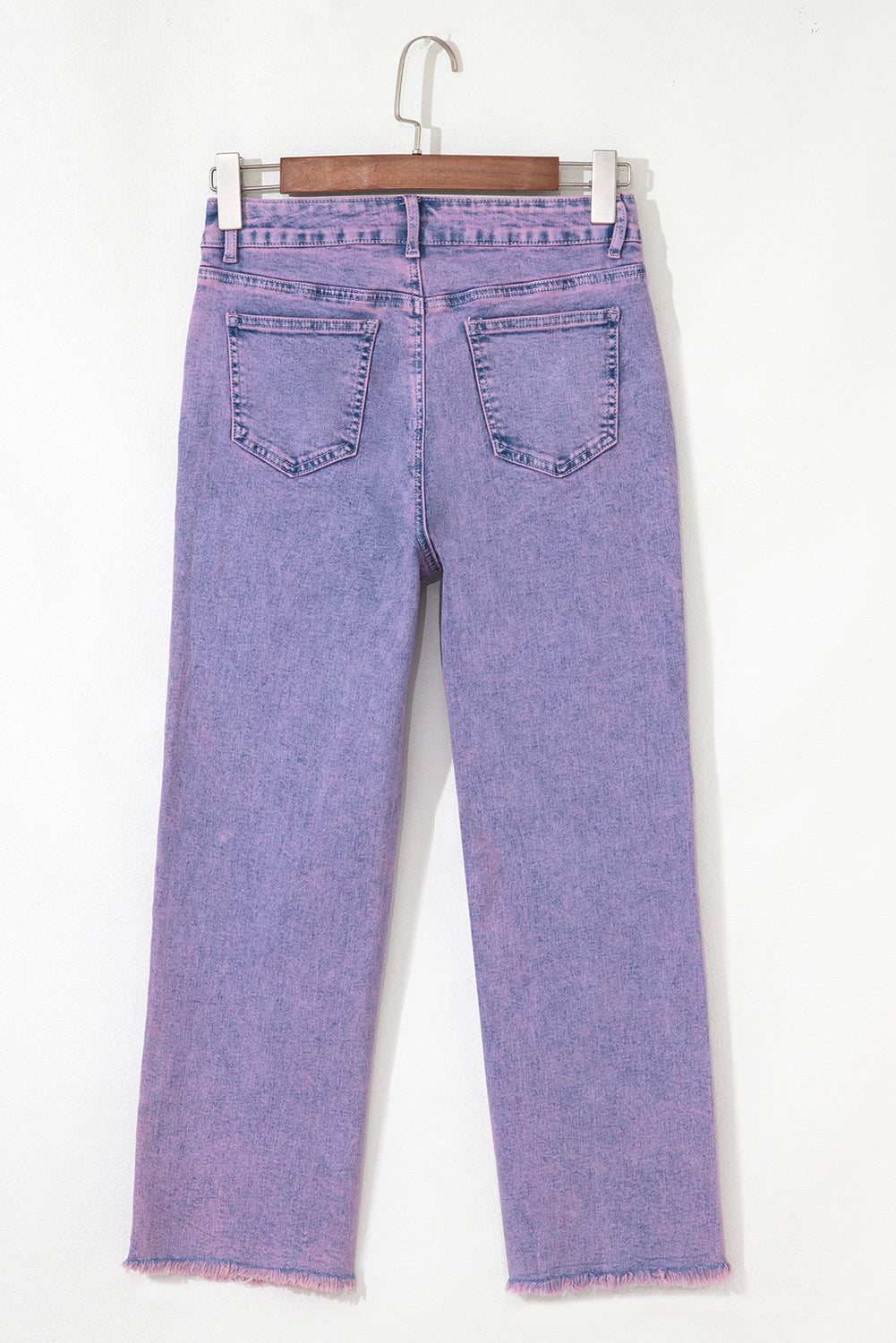 Orchid Petal Vintage Wash Frayed Hem Ankle-length Jeans