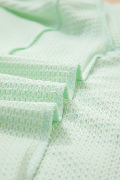 Wisteria Waffle V Neck Short Sleeve Knit Top