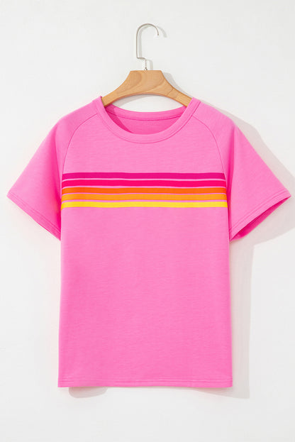 Beau Blue Striped Patch Front Casual Tee