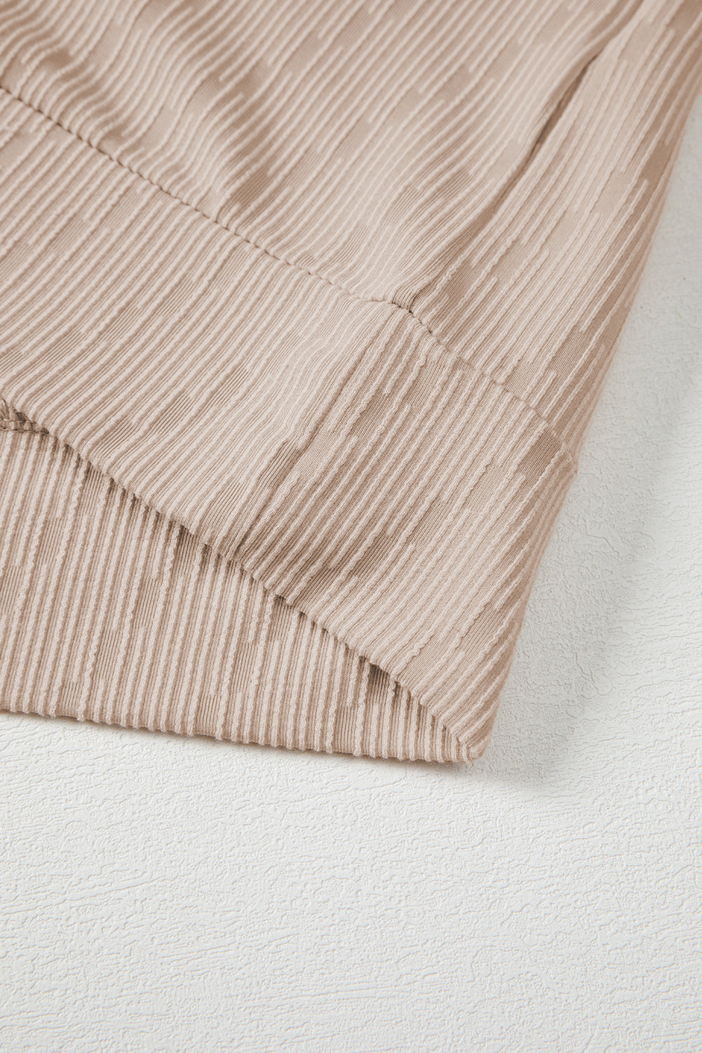 Straw Yellow Solid Color Textured Long Sleeve Top