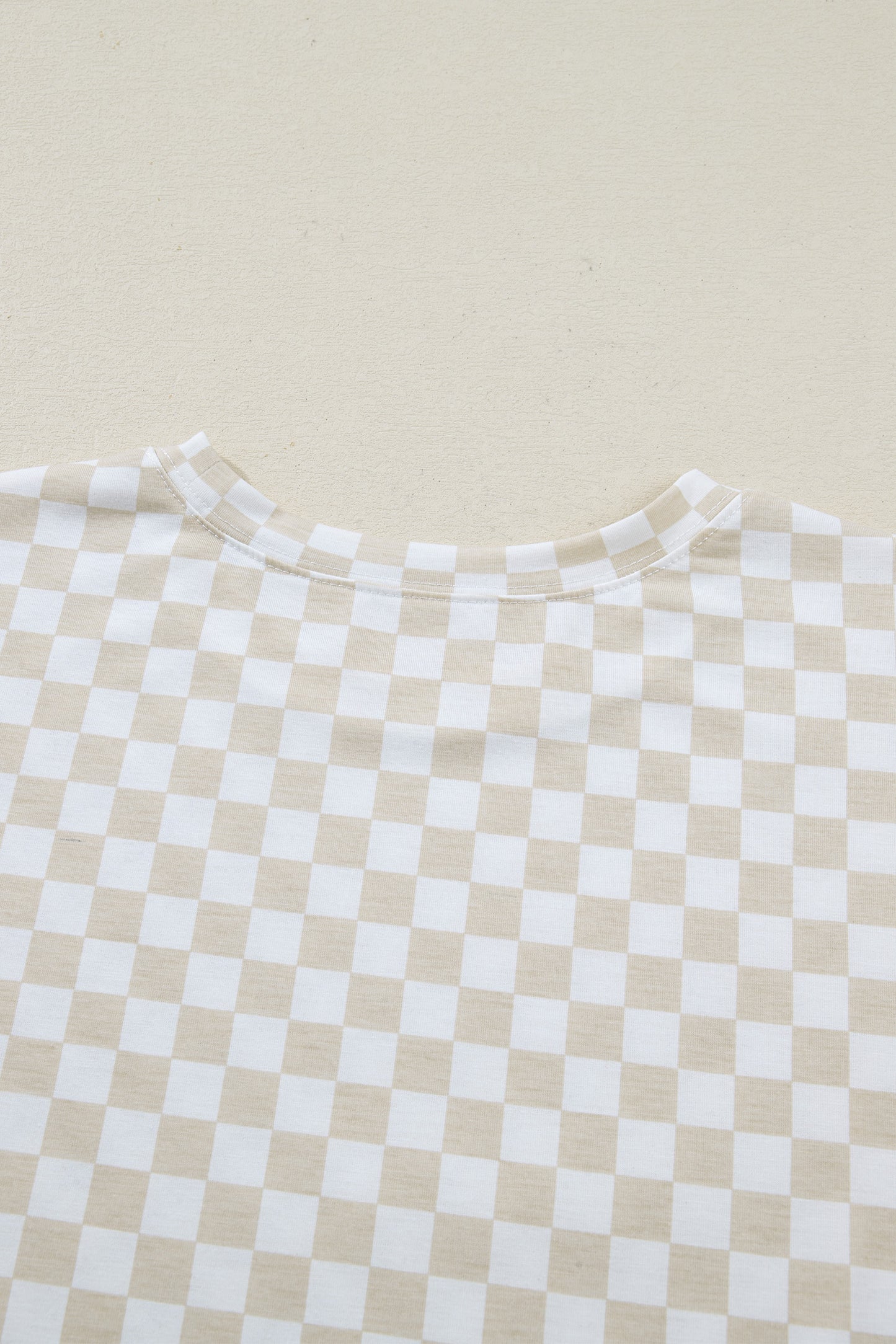 Khaki Checkered Print Half Sleeve Tee 2pcs Lounge Pant Set