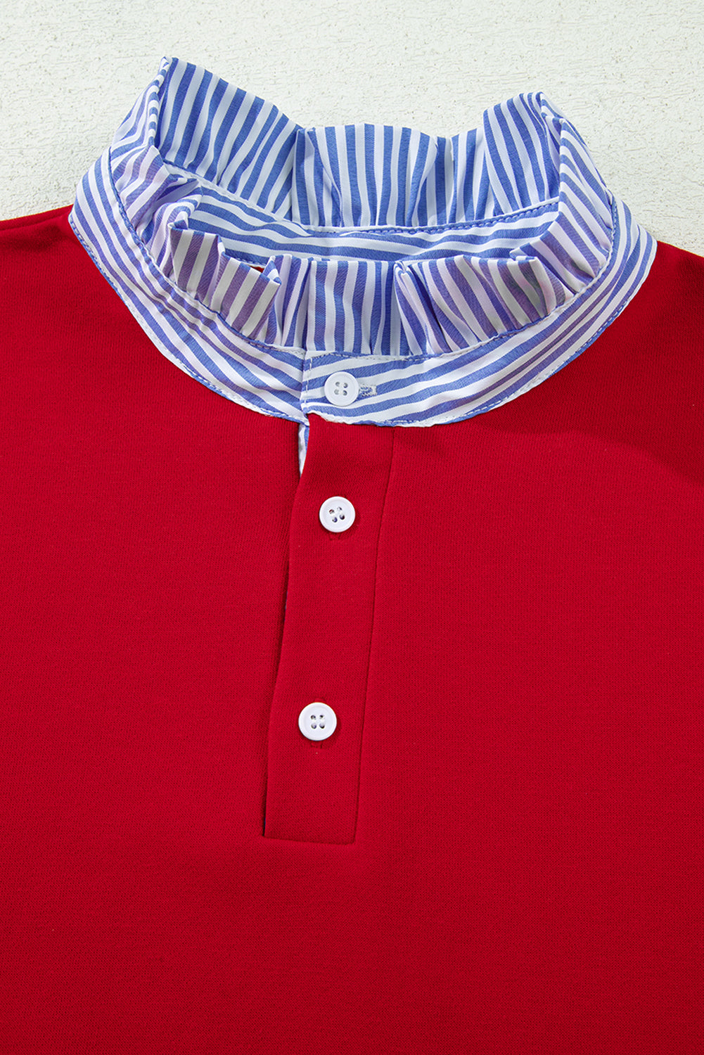 Racing Red Striped Collar Patchwork Satin Bow Sweatshirt and Shorts Set