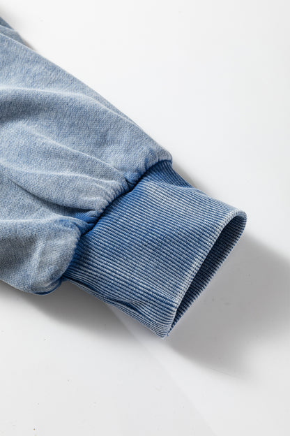 Ashleigh Blue Half Zip Kangaroo Pocket Mineral Wash Baggy Hoodie