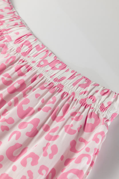 Pink Leopard Print 2cps Long Pajama Set