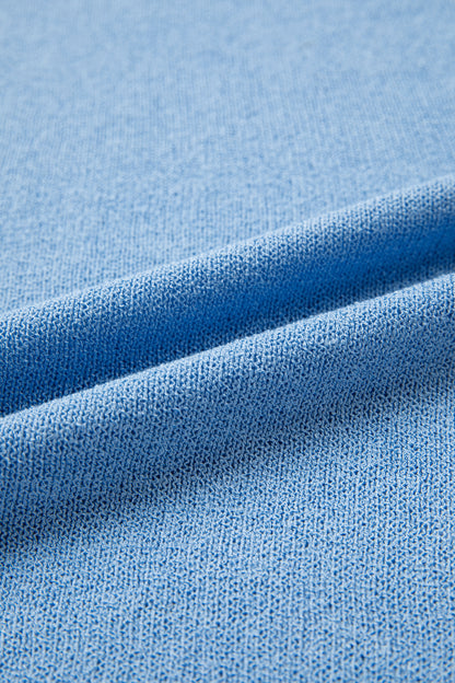 Sky Blue Contrast Trim Round Neck Sleeveless Sweater