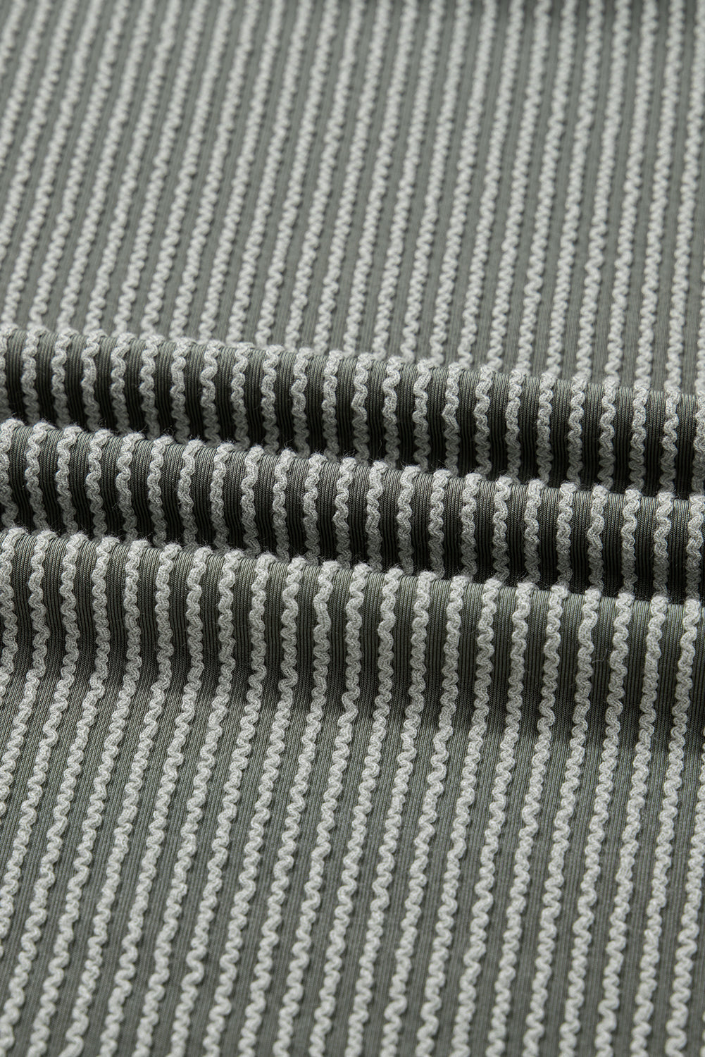 Green Bay Twist Ribbed Exposed Seam Detail Long Sleeve Loose Top