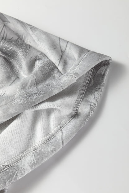 Gray Plus Size Camouflage Woodland Print Oversized Sporty Hoodie