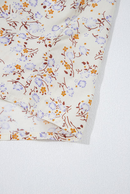 Apricot Boho Floral Spaghetti Straps Tank Top