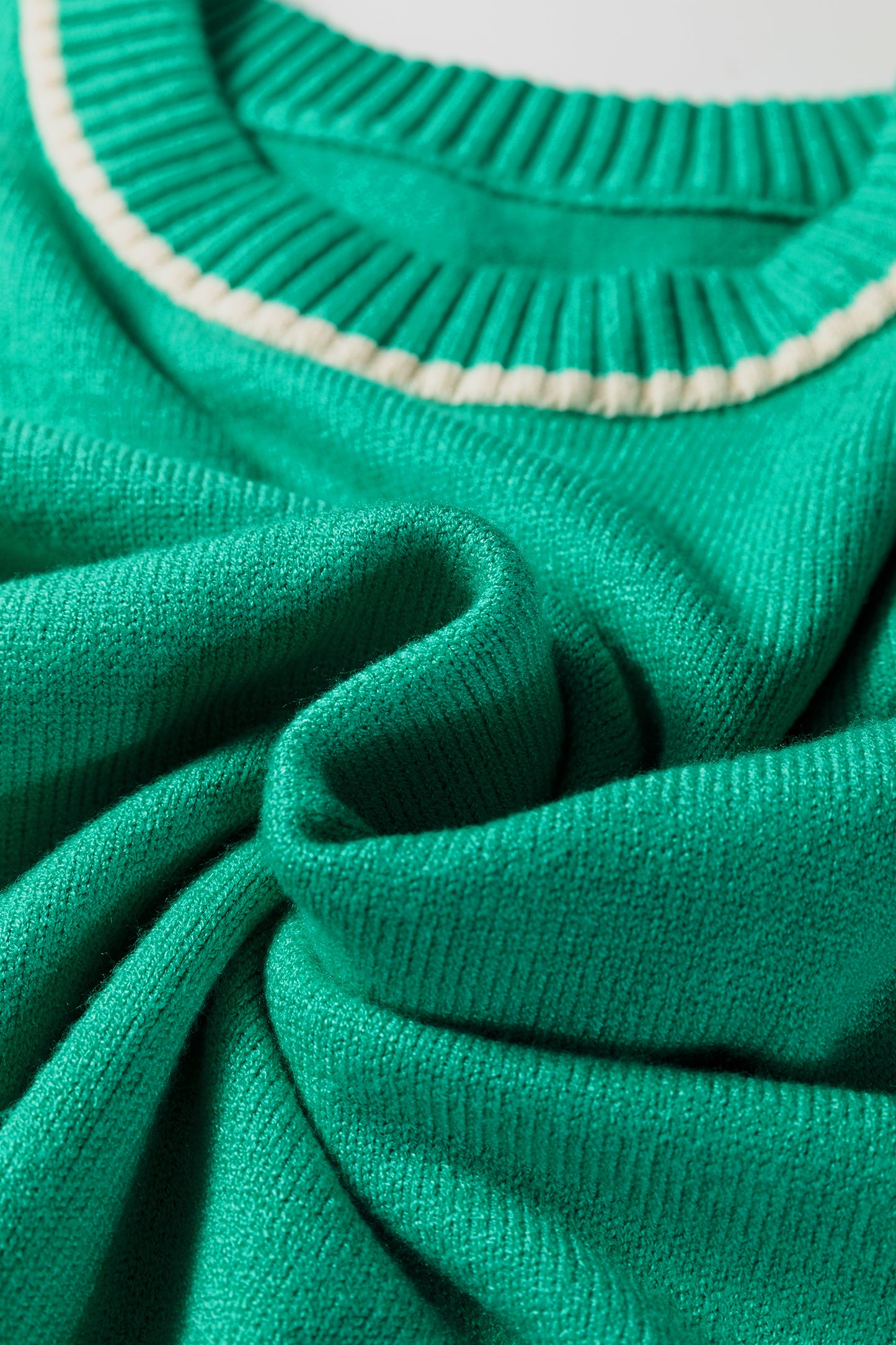 Sea Green Contrast Detail Drop Shoulder Baggy Sweater