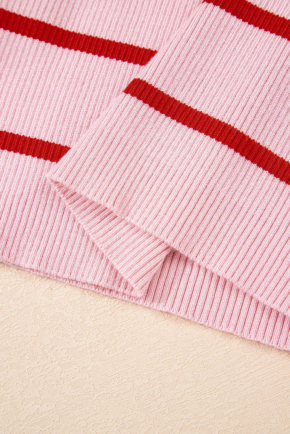 Rose Stripe Striped Scalloped Edge U Neck Sleeveless Sweater Vest