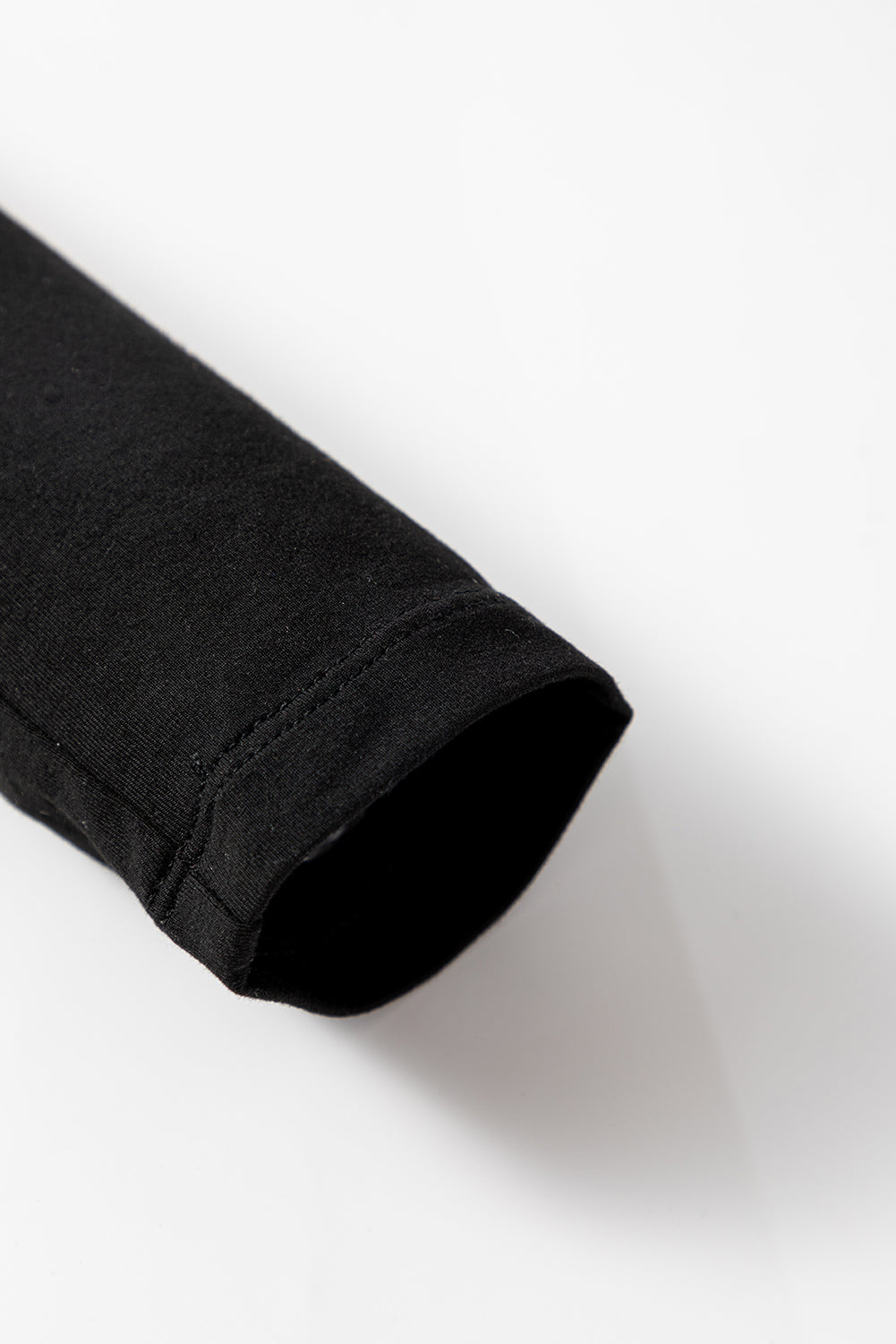 Black Solid Color Long Sleeve Fitted Top