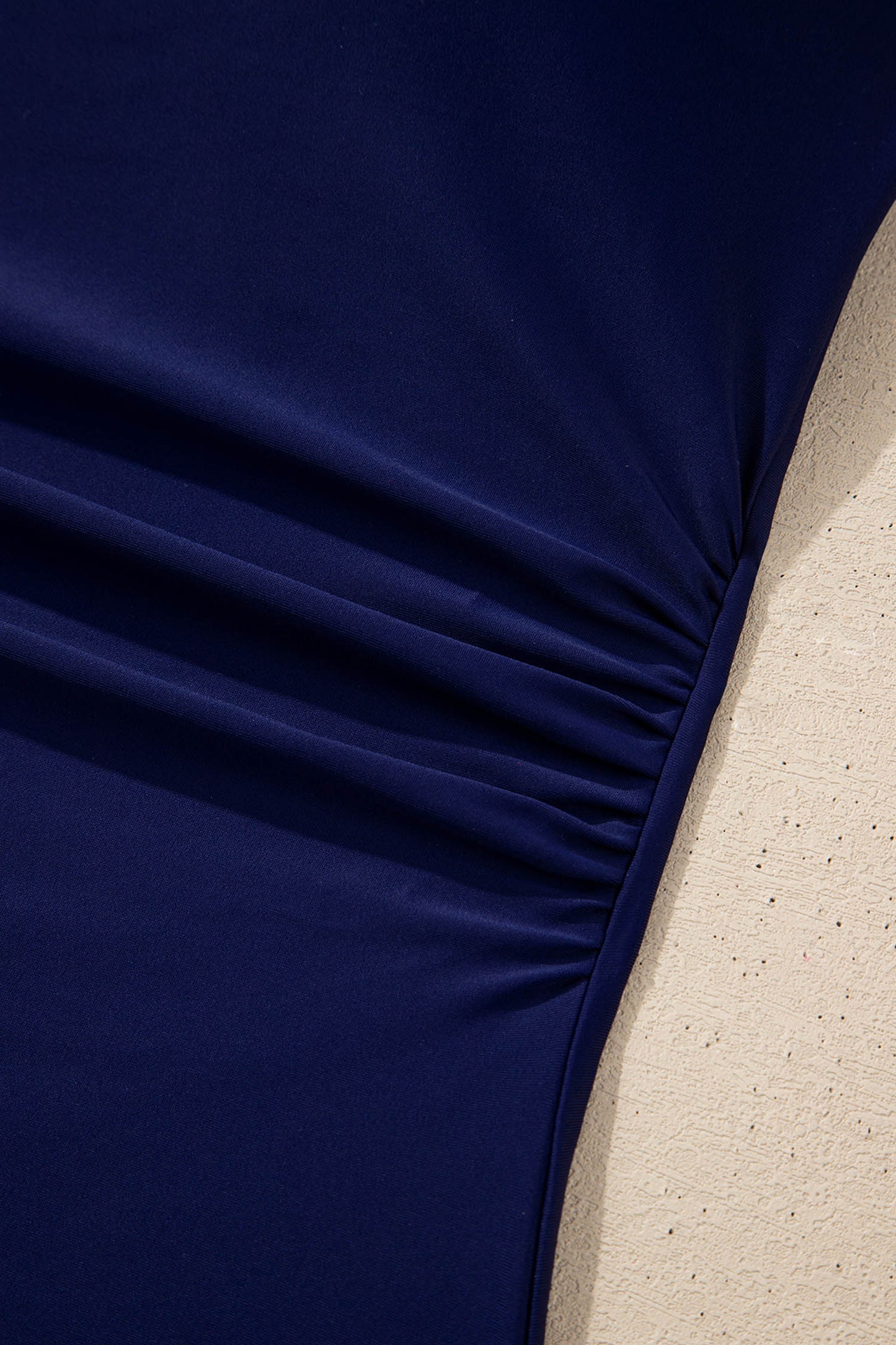 Navy Blue Square Neck Ruched Tommy Control One Piece Swimsuit