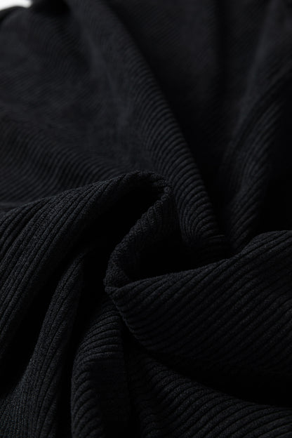 Black Plus Size Corduroy Patch Pocket Sleeveless Mini Dress