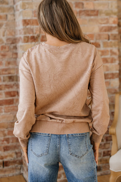 High-rise saved by grace Letter Embroidery Mineral Wash Loose Sweatshirt