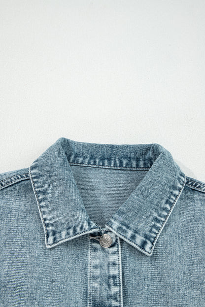 Myosotis Button Flap Pocket Frayed Detail Denim Vest