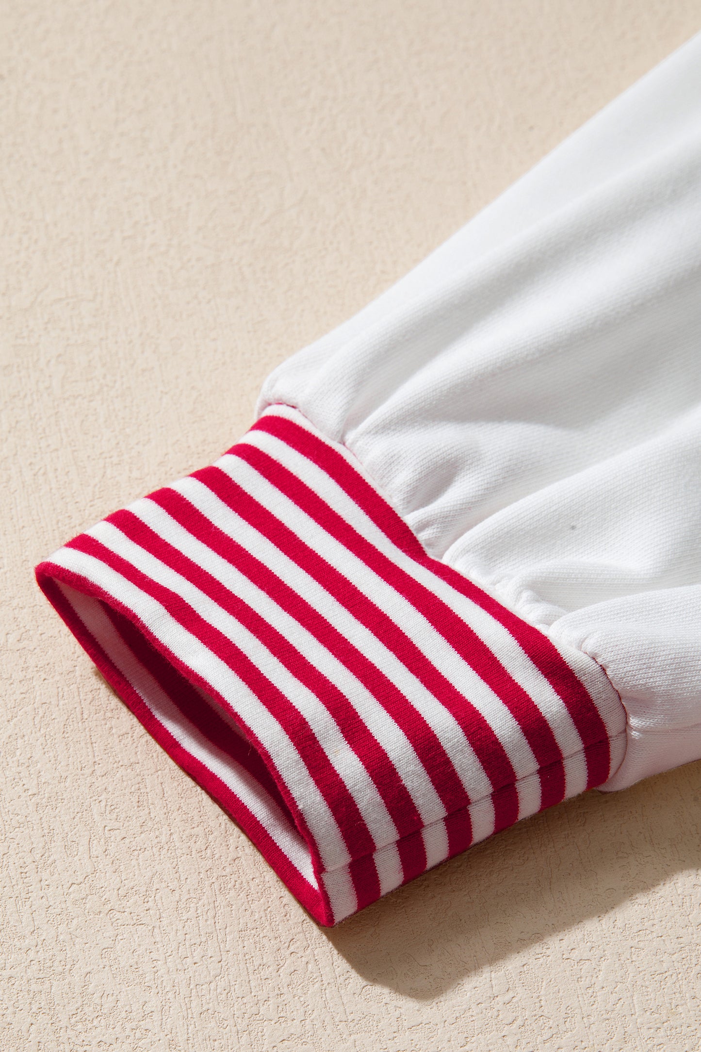 Fiery Red Striped Patchwork Sleeve Colorblock Sweatshirt