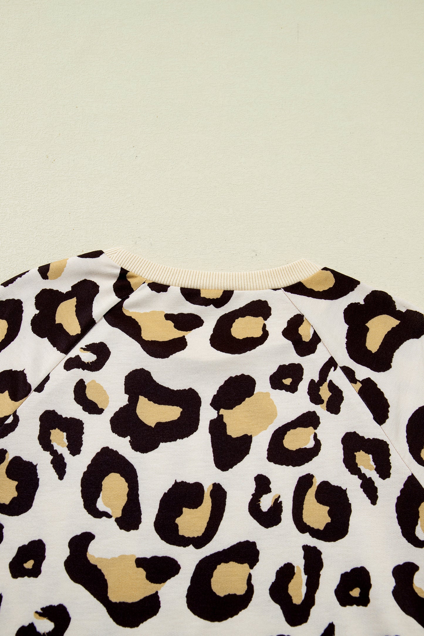 Khaki Leopard Long Sleeve Shift T Shirt Dress with Pockets