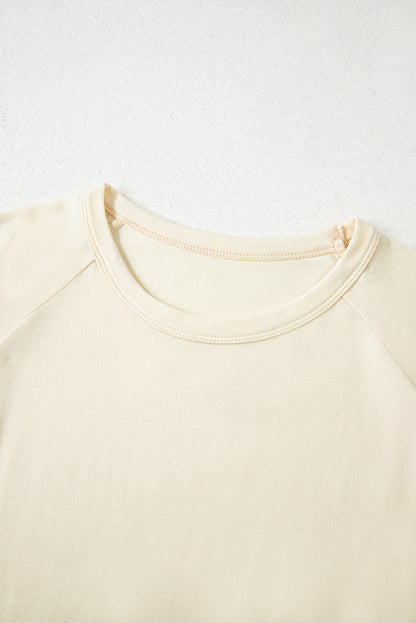 White Color Block Stitched Sleeve Loose T Shirt