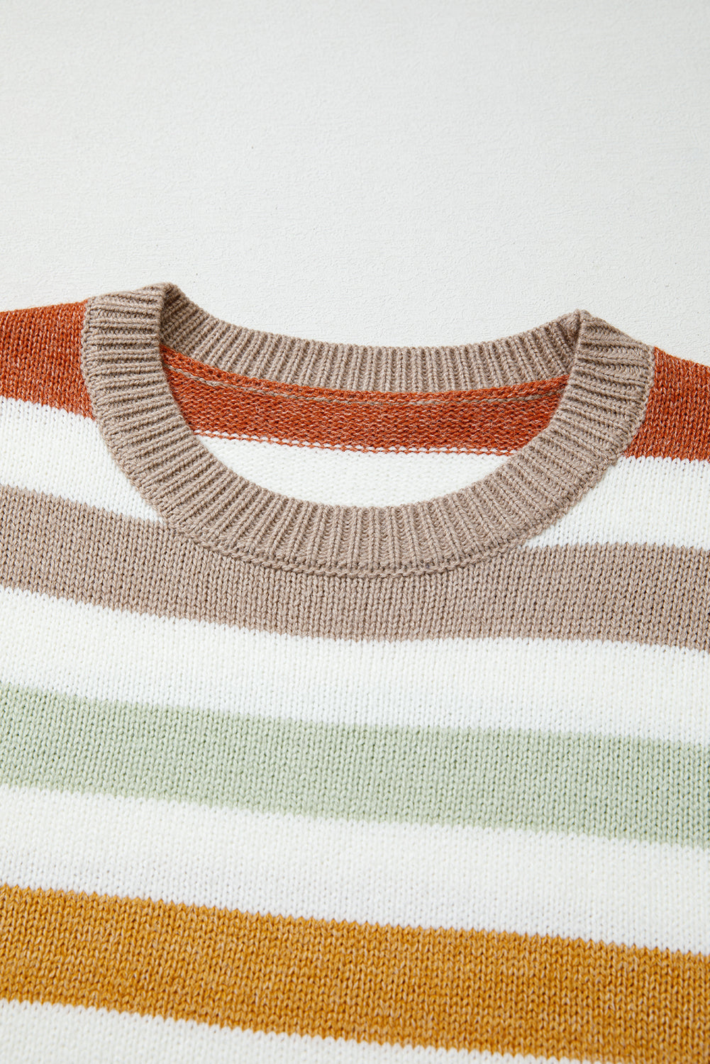 Multicolour Striped Colorblock Drop Shoulder Plus Size Sweater