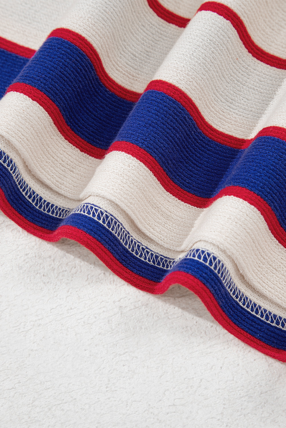 Blue Stripe Color Block Polo Pullover Sweatshirt