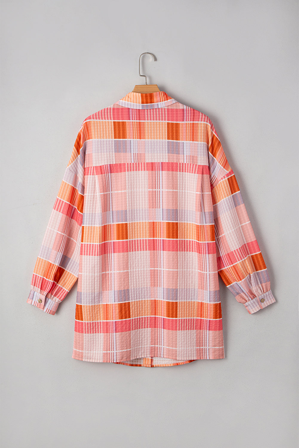 Pink Oversized Check Tunic Shirt