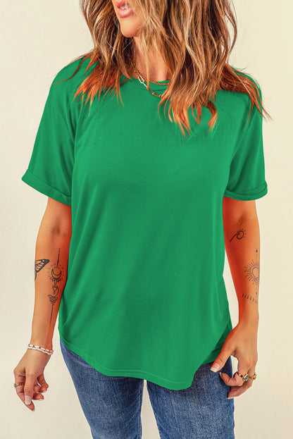 Wisteria Casual Plain Crew Neck Tee