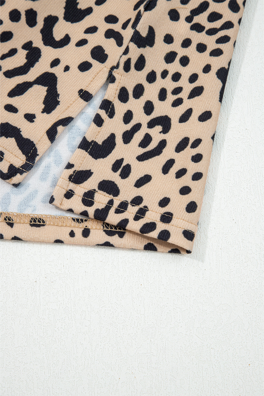 Khaki Leopard Print Long Batwing Sleeve Loose Top