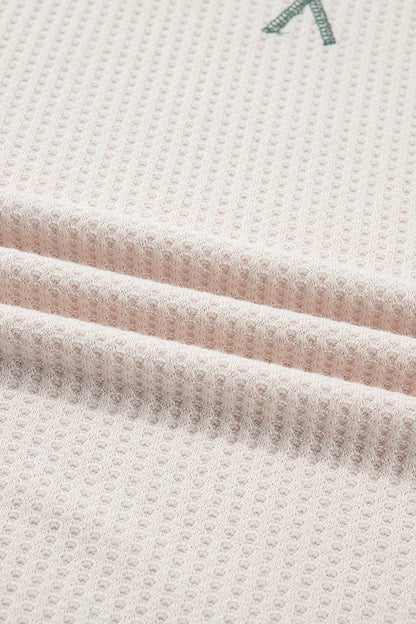 Mist Green Plus Size Waffled Color Block Long Sleeve Top