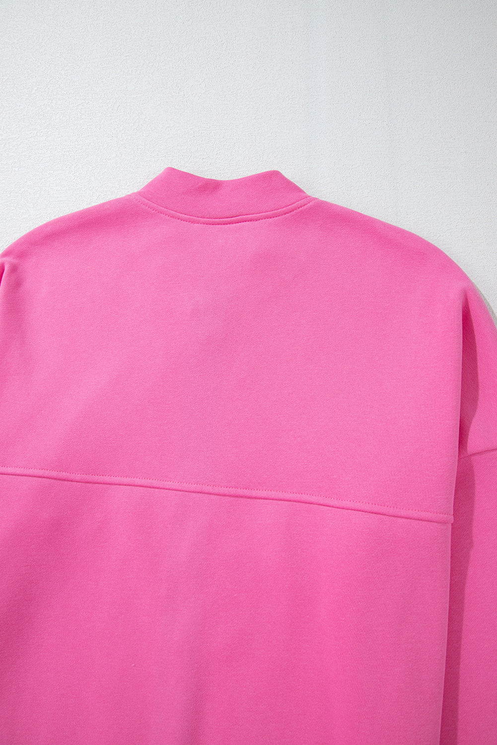 Bright Pink Solid Seamed Zipper Jacket and Drawstring Waist Pants Set