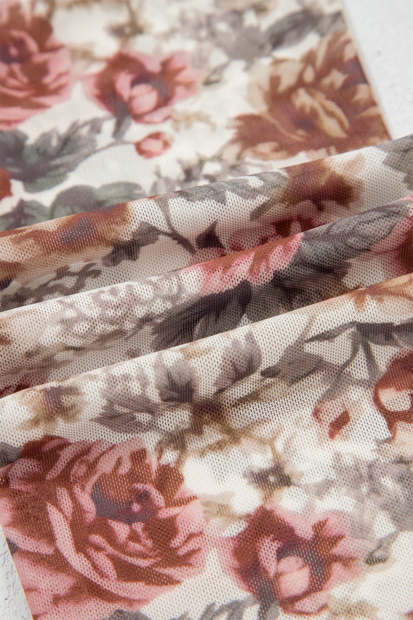 Red Floral Print Stitched Detail Tie V Neck Long Bell Sleeve Blouse