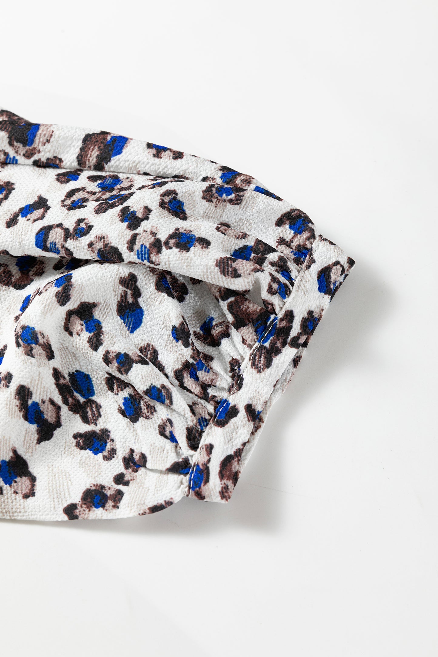 Multicolour Leopard Print V Neck Button Detail Long Sleeve Mini Dress