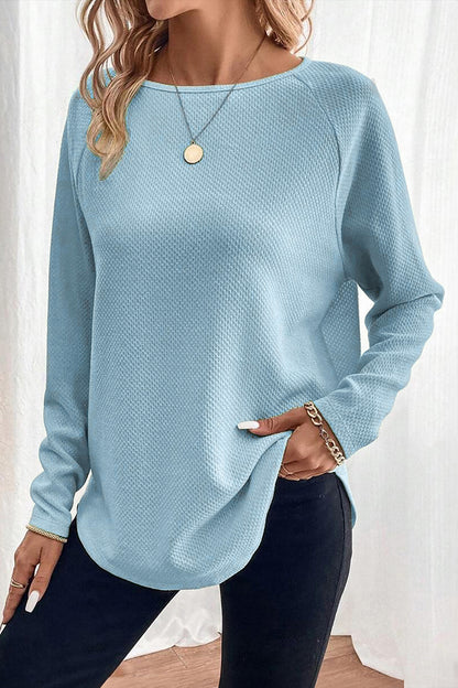 Myosotis Textured Raglan Sleeve Knit Loose Top