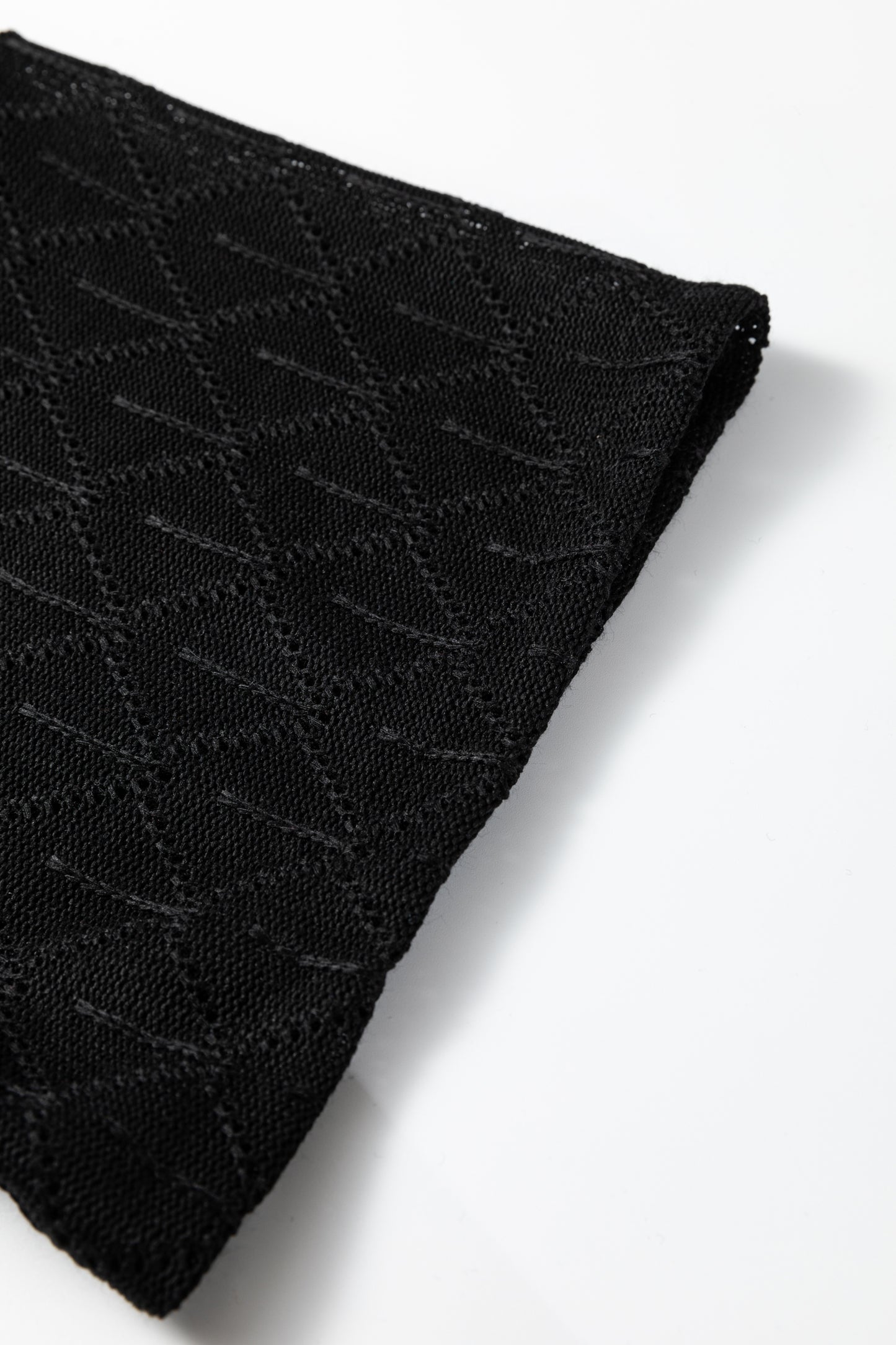 Sky Blue Pointelle Rhombus Knit Plus Size V Neck Loose Top