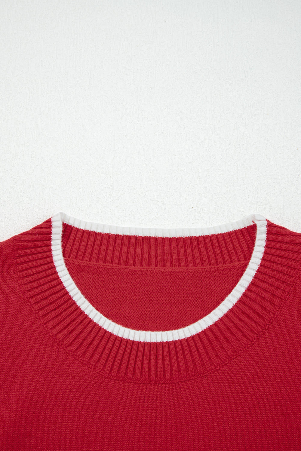 Fiery Red Contrast Trim Big Bow Accent Holiday Cropped Sweater