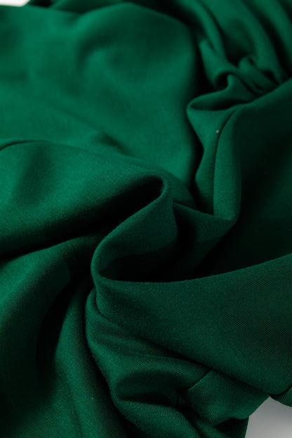 Blackish Green Solid Color Round Neck Ruched Detail Sleeveless Mini Dress