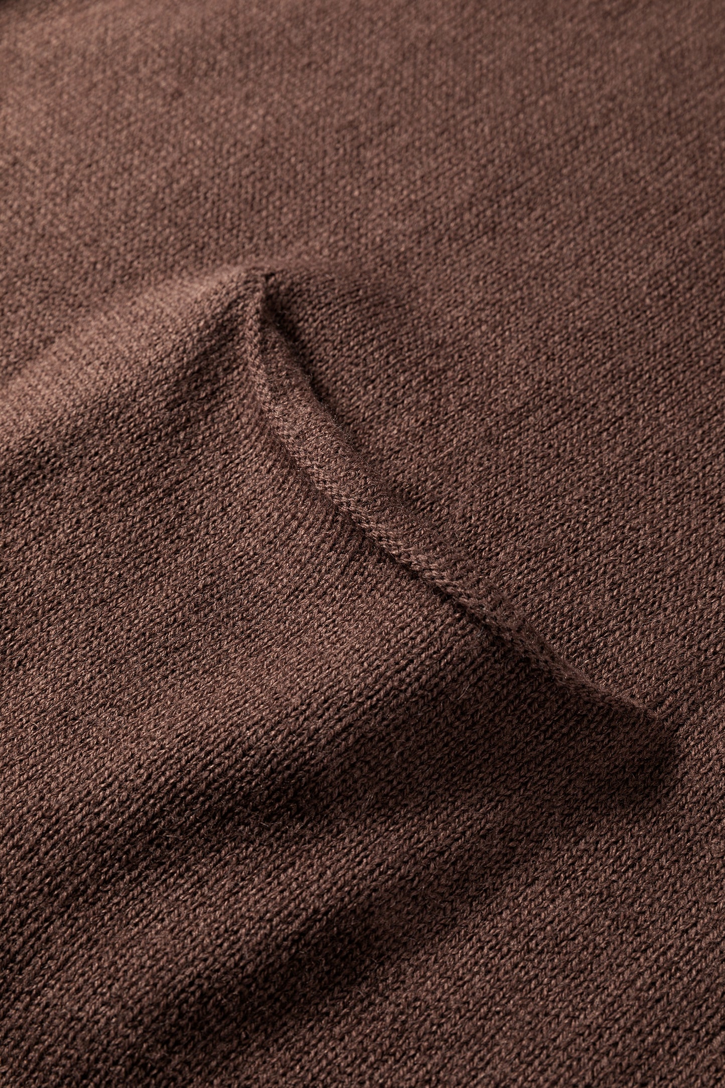 Dark Brown Ribbed Deep V Neckline Front Pocketed Loose Tunic Sweater Vest