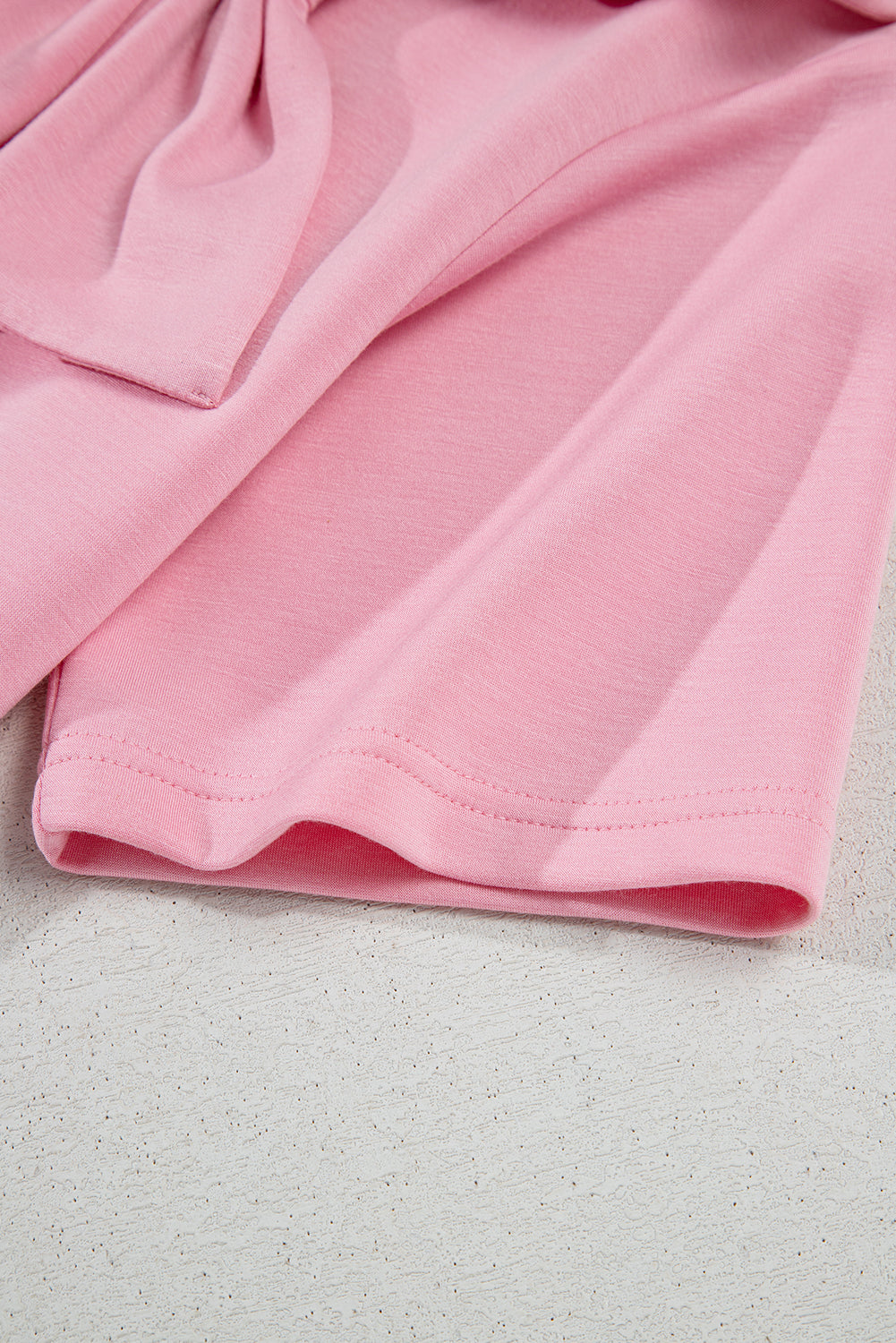 Pink Bow Applique Half Sleeve T-shirt