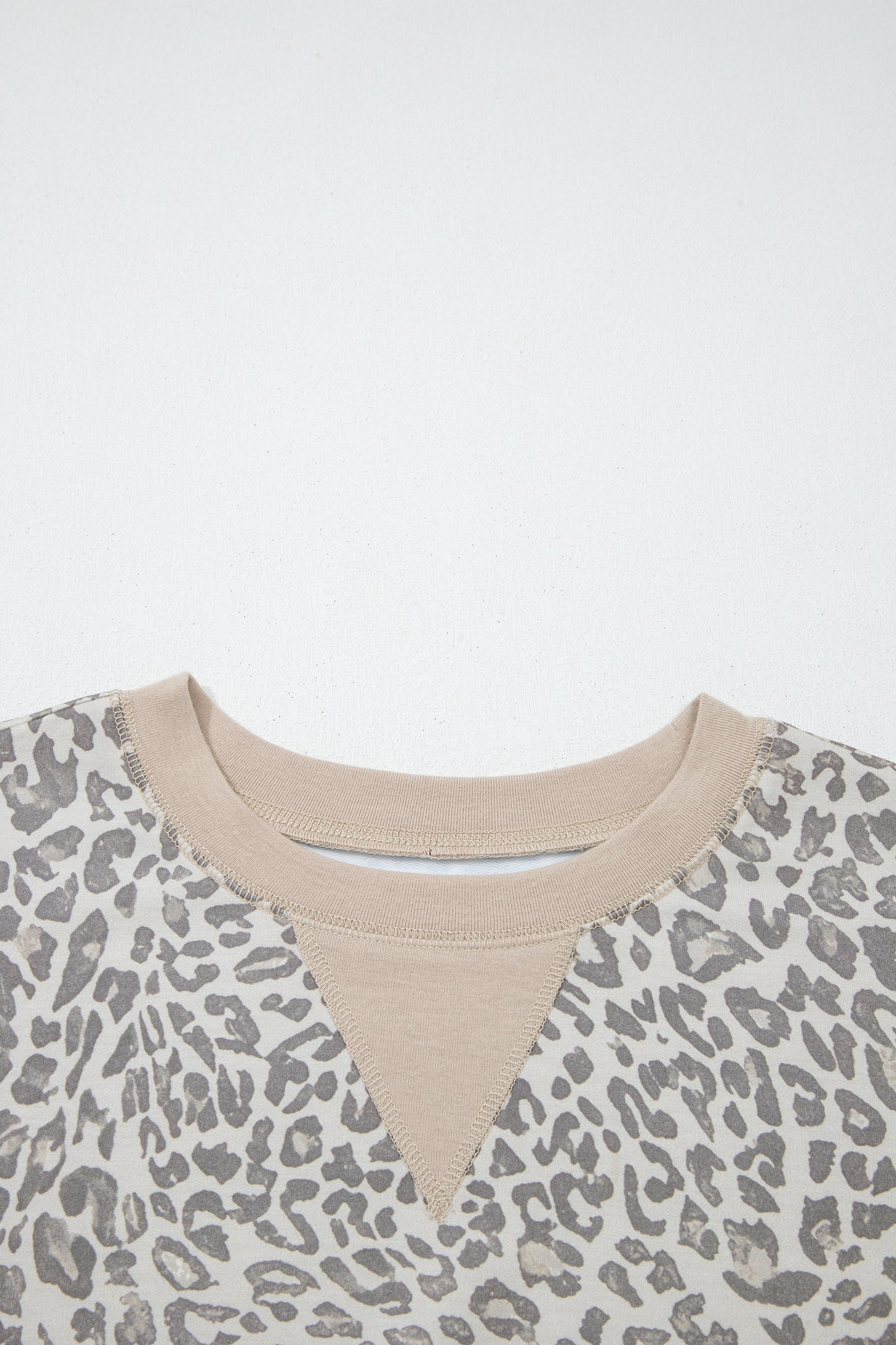 Brown Leopard Print Patchwork Crew Neck Sweatshirt