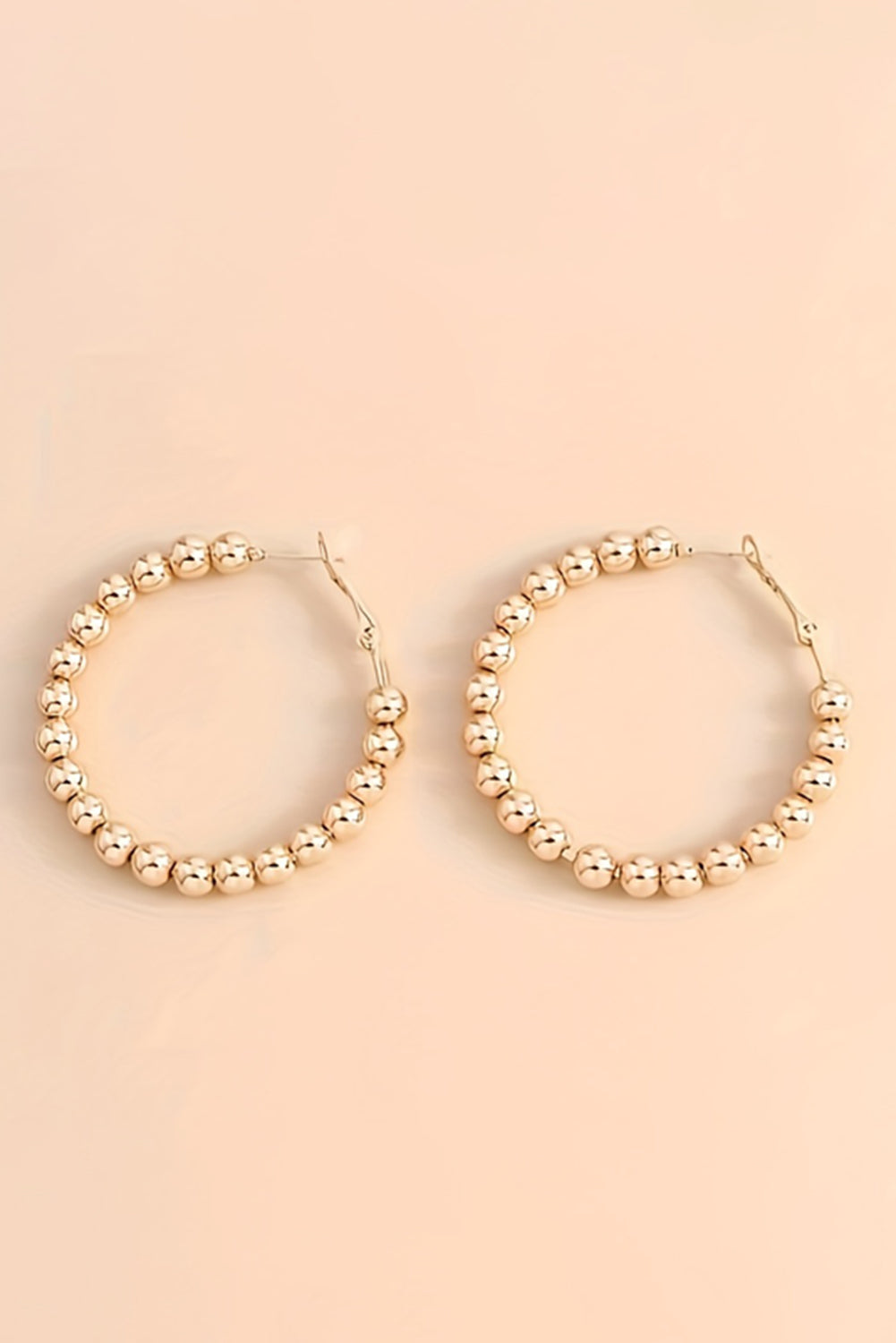 Gold Plated Beads Alloy Hoop Earrings