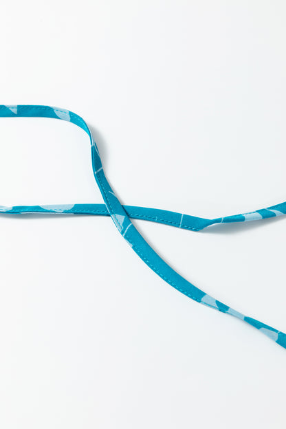 Blue Flower Half Sleeve Tiered Ruffled Mini Dress