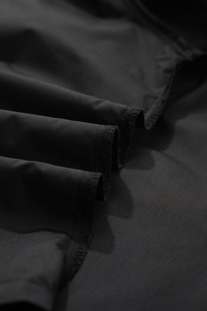 Black Plus Size Split Neck Leopard Trim Flounced Long Sleeve Blouse