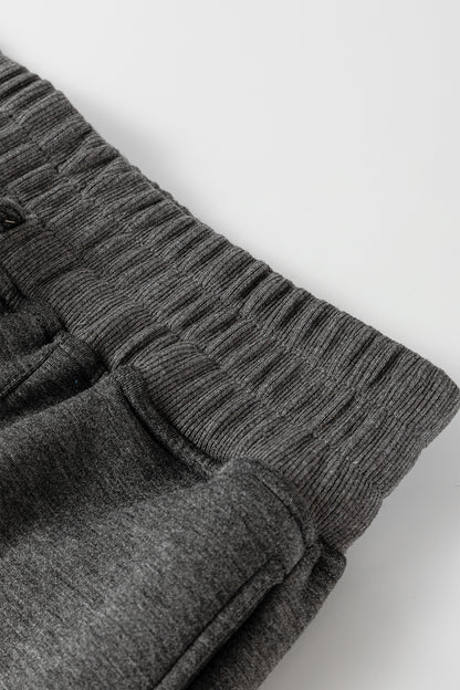 Medium Grey Collared V Neck Pullover Sweatshirt Sweatpants Set